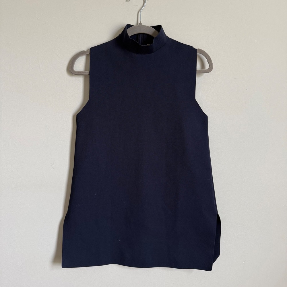 Marni Navy Blue High Neck Sleeveless Mini Dress Tunic Top Back Zip Spain Size 44